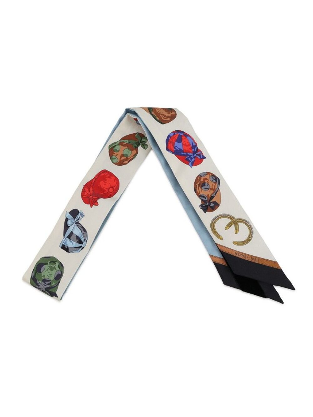 Hermes Scarf Twiron Jockey Velvet Ribbon with Embroidery Fall Winter